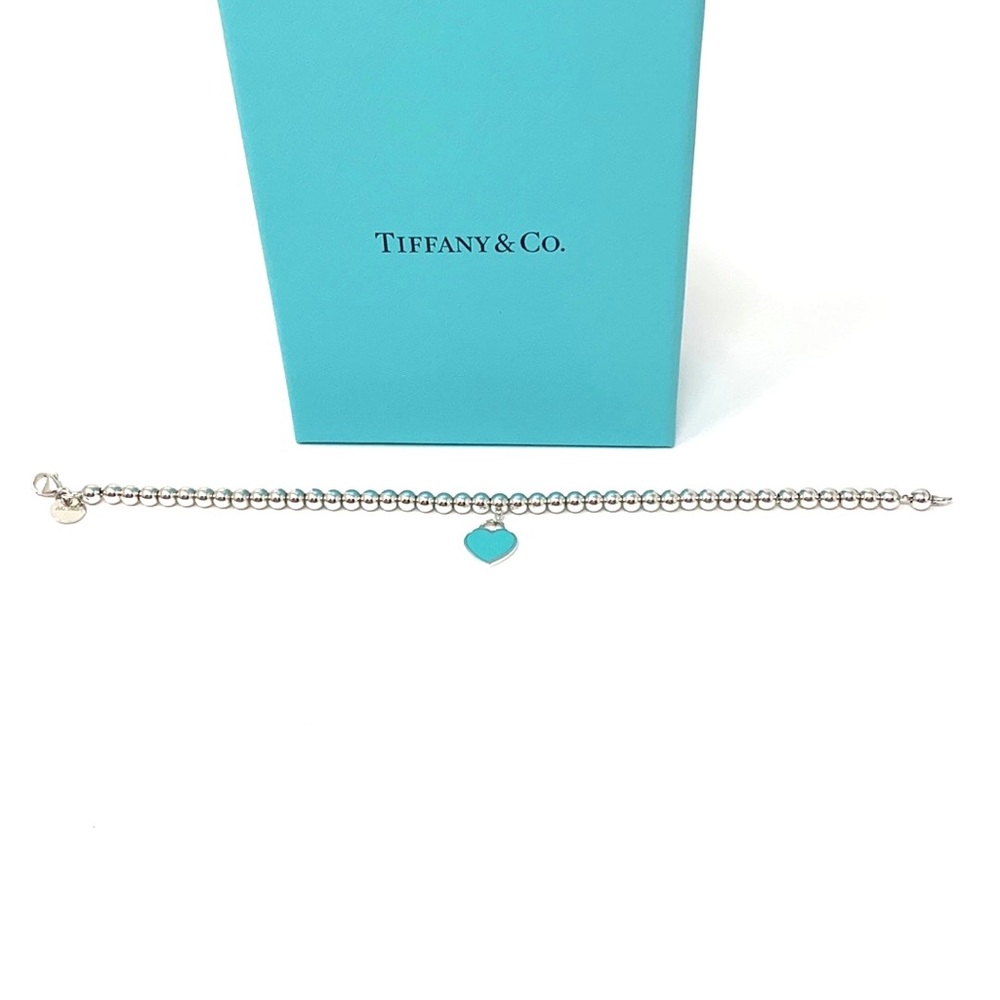 Authentic Tiffany & CO. Return To Mini Heart Tag Enamel Blue Bracelet. - Picture 7 of 8